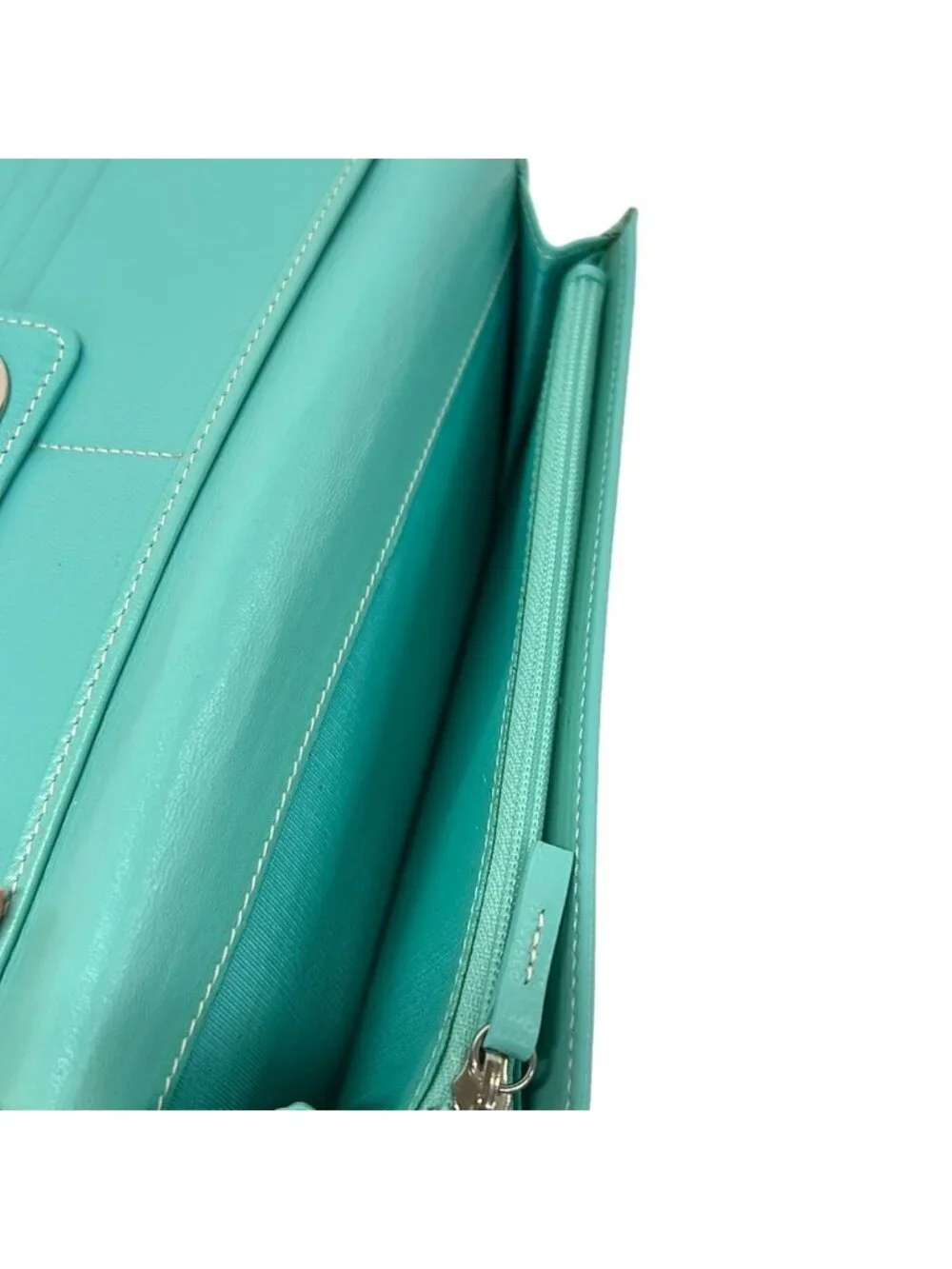 Tiffany & Co Wallet Light Blue Turnlock Leather